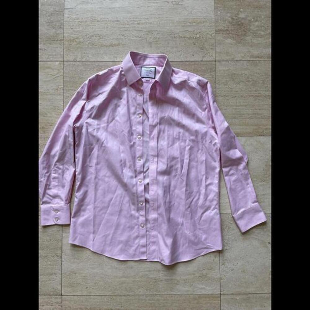 Charles Tyrwhitt Men's Slim Fit Dress Shirt 16 1/2 42 Pink Long Sleeve